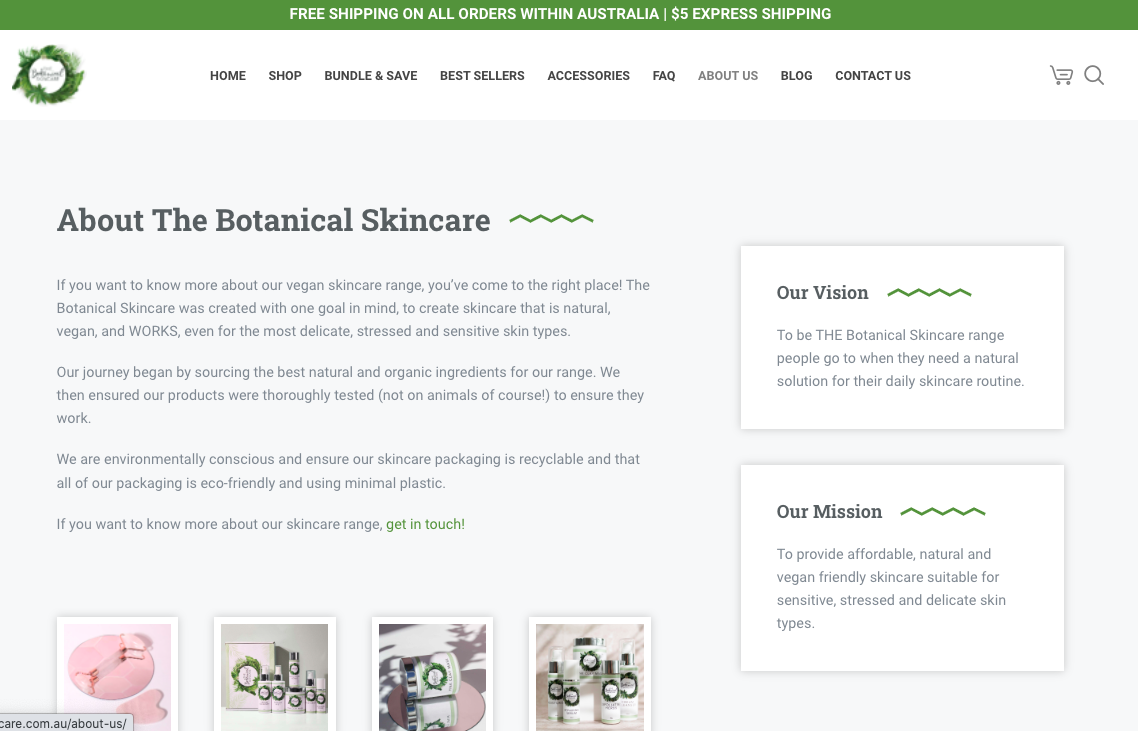 The Botanical Skincare - Website Mockup