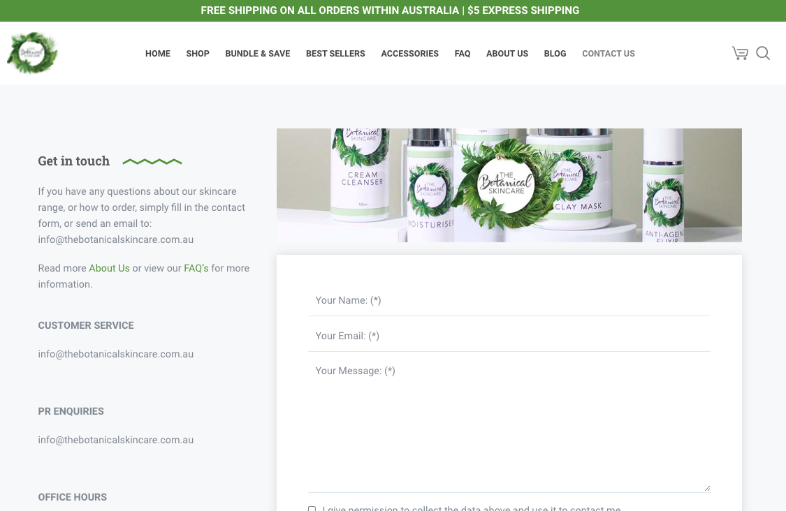 The Botanical Skincare - Website Mockup